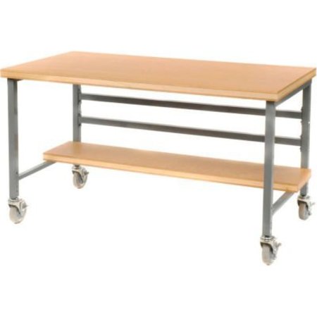 BUILT RITE BR Built-Rite Mobile Workbench w/ Shop Top Square Edge, 72"W x 30"D, Gray DSM3063426-GY